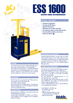 Vezetőállásos raklapemelők Stöcklin ESS 1600