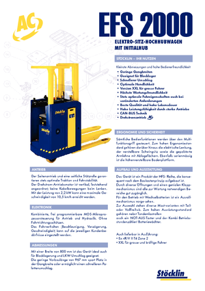 Vezetőüléses raklapemelők Stöcklin EFS 2000