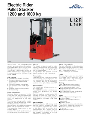 Gyalogkiséretű raklapemelák Linde L 16 R-i
