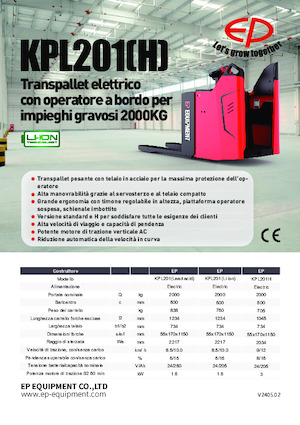Vezetőállásos villástargoncák EP KPL201