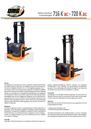 Gyalogkiséretű raklapemelák OMG 720 K-ac