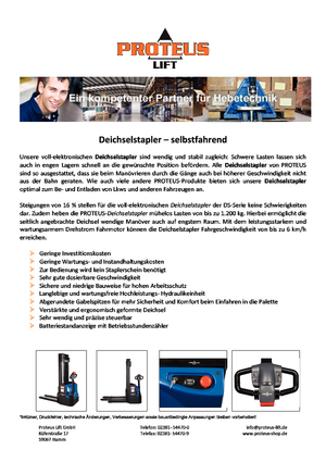 Gyalogkiséretű raklapemelák Proteus DS 1242