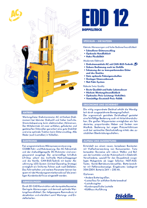 Gyalogkiséretű raklapemelák Stöcklin EDD 12