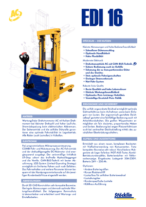 Gyalogkiséretű raklapemelák Stöcklin EDI 16