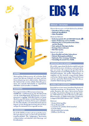 Gyalogkiséretű raklapemelák Stöcklin EDS 14