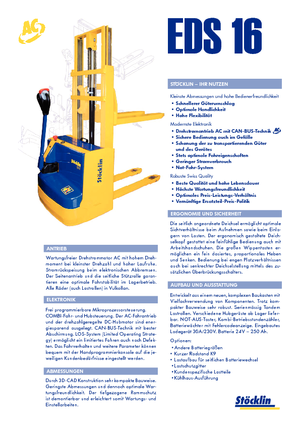 Gyalogkiséretű raklapemelák Stöcklin EDS 16