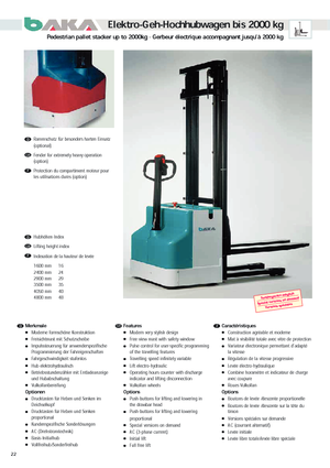 Gyalogkiséretű raklapemelák Baka EGV 1001-35