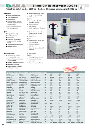 Gyalogkiséretű raklapemelák Baka EGV 70-3000