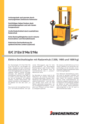 Gyalogkiséretű raklapemelák Jungheinrich EJC 212z