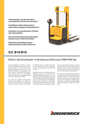 Gyalogkiséretű raklapemelák Jungheinrich EJC B14