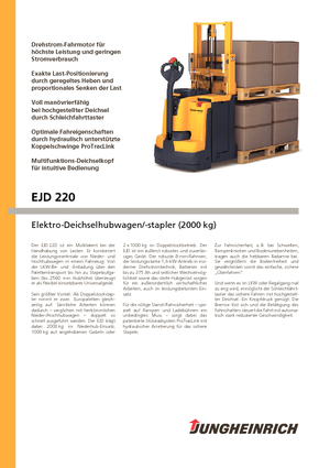 Gyalogkiséretű raklapemelák Jungheinrich EJD 220