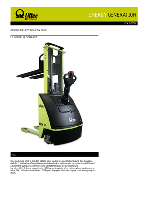 Gyalogkiséretű raklapemelák PRAMAC Lifter GX 10/09