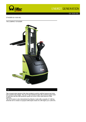 Gyalogkiséretű raklapemelák PRAMAC Lifter GX 10/20 GEL