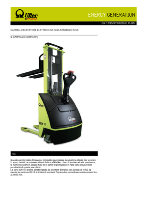 Gyalogkiséretű raklapemelák PRAMAC Lifter GX 12/25 Straddle Plus