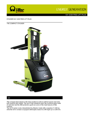 Gyalogkiséretű raklapemelák PRAMAC Lifter GX 12/28 Plus Free Lift