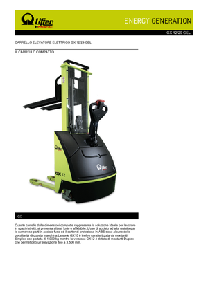 Gyalogkiséretű raklapemelák PRAMAC Lifter GX 12/29 GEL