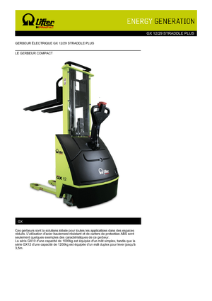 Gyalogkiséretű raklapemelák PRAMAC Lifter GX 12/29 Straddle Plus