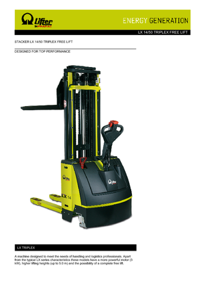 Gyalogkiséretű raklapemelák PRAMAC Lifter LX 14/50 Triplex-Free Lift