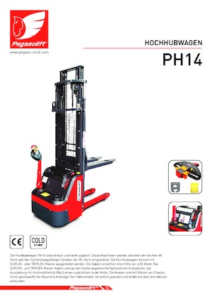 Gyalogkiséretű raklapemelák Pegasolift PH 14