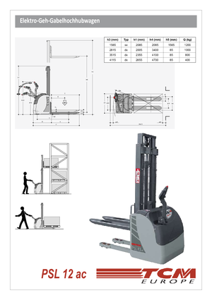 Gyalogkiséretű raklapemelák TCM PSL 12 ac