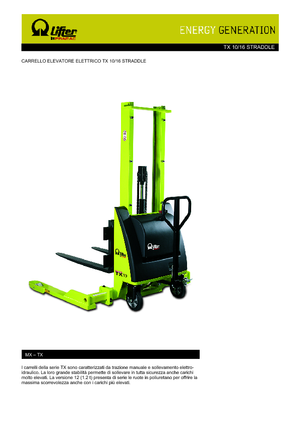 Gyalogkiséretű raklapemelák PRAMAC Lifter TX 10/16 Straddle