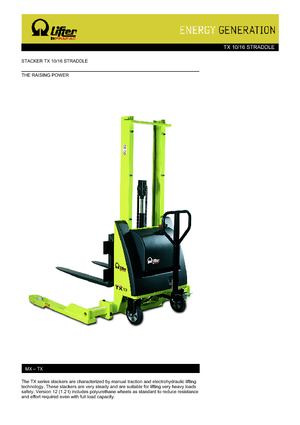 Gyalogkiséretű raklapemelák PRAMAC Lifter TX 10/16 Straddle