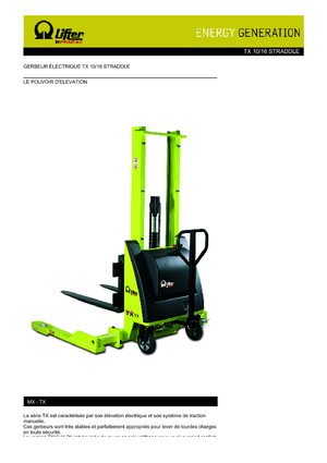 Gyalogkiséretű raklapemelák PRAMAC Lifter TX 10/16 Straddle