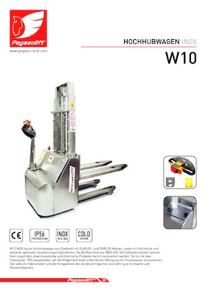 Gyalogkiséretű raklapemelák Pegasolift W 10 Inox