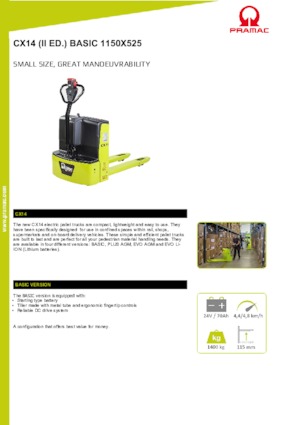 Gyslogkiséretű villástargoncák PRAMAC Lifter CX 14 Basic GEL