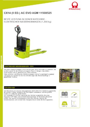 Gyslogkiséretű villástargoncák PRAMAC Lifter CX 14 EVO GEL