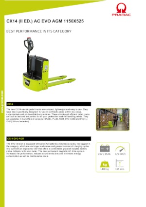 Gyslogkiséretű villástargoncák PRAMAC Lifter CX 14 EVO GEL