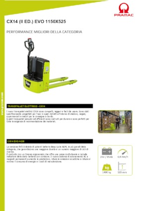 Gyslogkiséretű villástargoncák PRAMAC Lifter CX 14 EVO GEL