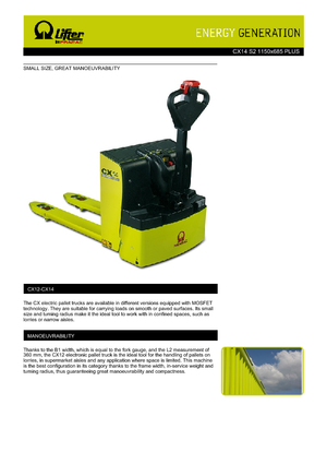 Gyslogkiséretű villástargoncák PRAMAC Lifter CX 14 Plus