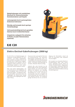 Gyslogkiséretű villástargoncák Jungheinrich EJE C20