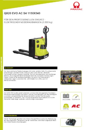 Gyslogkiséretű villástargoncák PRAMAC Lifter QX 20 EVO
