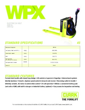 Gyslogkiséretű villástargoncák Clark WPX 45