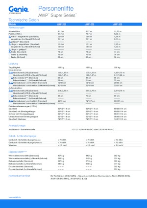 Gumikerekes vertikális emelésű munkaállványok Genie AWP 20 S