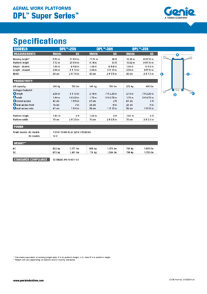 Gumikerekes vertikális emelésű munkaállványok Genie DPL 35 S