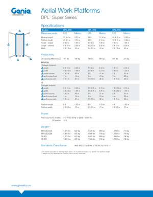 Gumikerekes vertikális emelésű munkaállványok Genie DPL 25 S