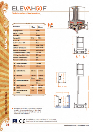 Gumikerekes vertikális emelésű munkaállványok Faraone Elevah 50 F