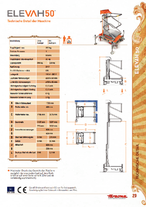 Gumikerekes vertikális emelésű munkaállványok Faraone Elevah 50
