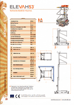 Gumikerekes vertikális emelésű munkaállványok Faraone Elevah 53