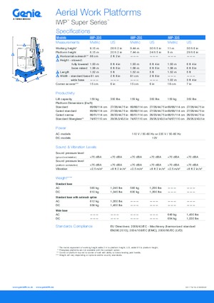 Gumikerekes vertikális emelésű munkaállványok Genie IWP 25 S