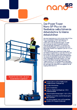 Gumikerekes vertikális emelésű munkaállványok Power Towers Nano Sp Plus