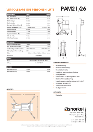 Gumikerekes vertikális emelésű munkaállványok Snorkel PAM26AC