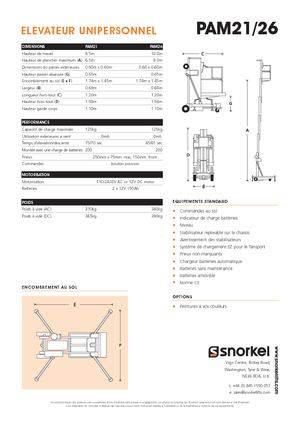 Gumikerekes vertikális emelésű munkaállványok Snorkel PAM26AC