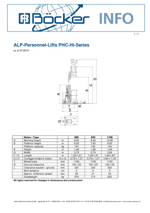 Gumikerekes vertikális emelésű munkaállványok ALP-Lift PHC-HI 940