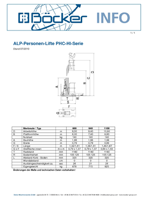 Gumikerekes vertikális emelésű munkaállványok ALP-Lift PHC-HI 940