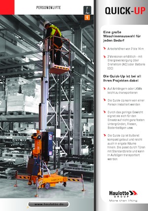 Gumikerekes vertikális emelésű munkaállványok Haulotte QuickUp 7