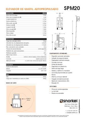 Gumikerekes vertikális emelésű munkaállványok Snorkel SPM20